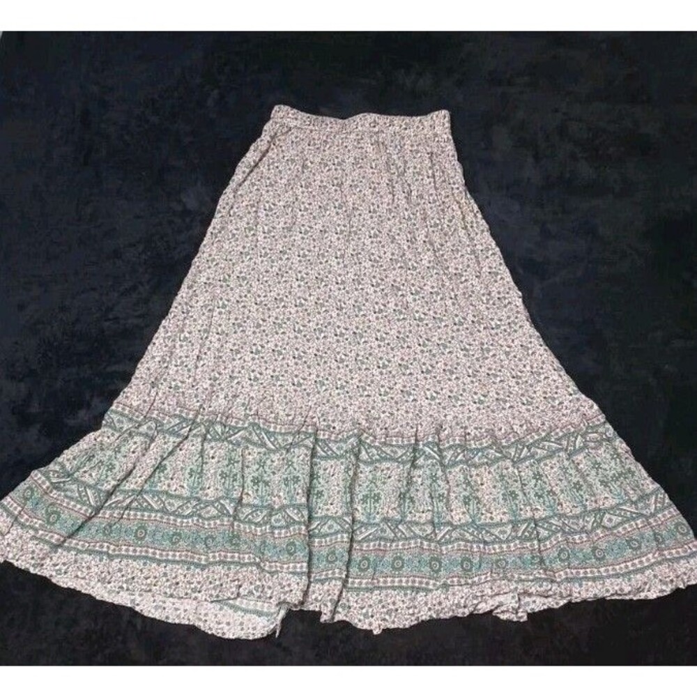 Boho High Waisted Button Up Maxi Skirt Small Micro Floral Cottagecore Prairie - Picture 11 of 11